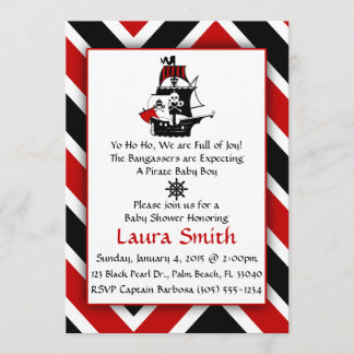 Invitación a Baby Shower del Pirata Rojo