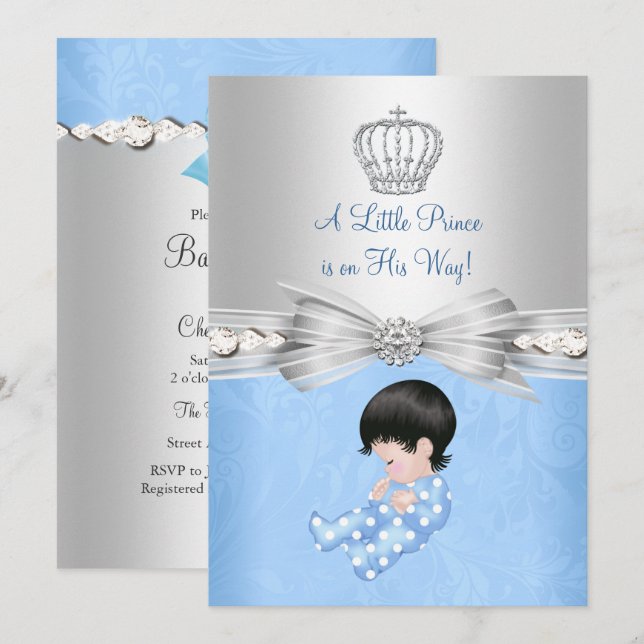 Invitación a Baby Shower del Principito Azul (Anverso / Reverso)
