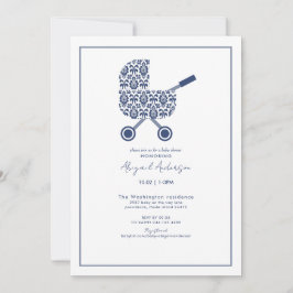 Invitación a Baby Shower del programa Navy Damask