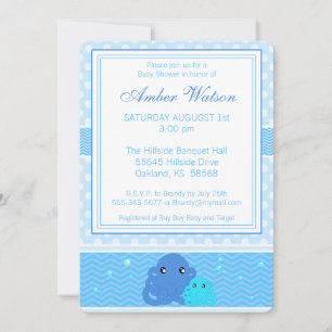 Invitación a Baby Shower del pulpo azul