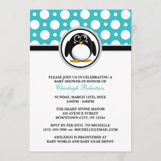 Invitación a Baby Shower del punto polka turquesa