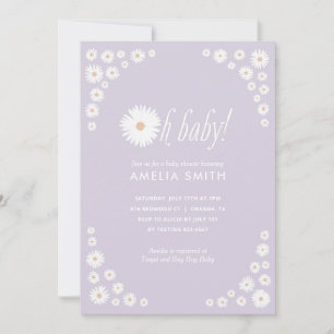 Invitación a Baby Shower del Purple Daisy Floral B
