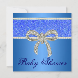 Invitación a Baby Shower del Purpurina azul Diamon