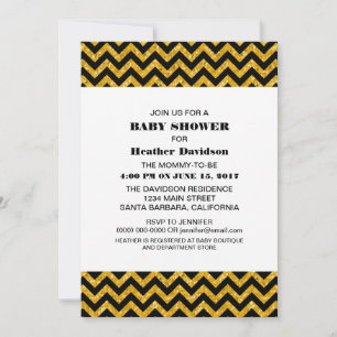 Invitación a Baby Shower del Purpurina de cheurón