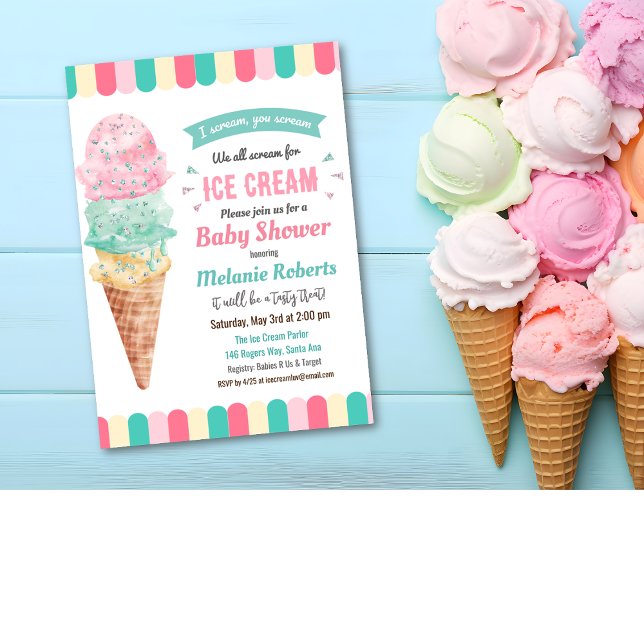 Invitación a Baby Shower del Purpurina de helado (Subido por el creador)