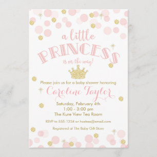 Invitación a Baby Shower del Purpurina Princesa Ro