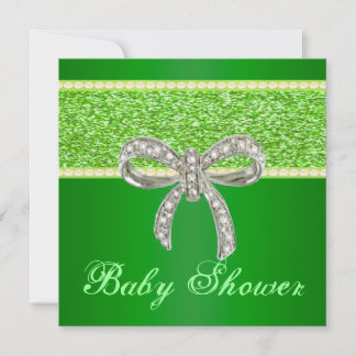 Invitación a Baby Shower del Purpurina verde Diamo