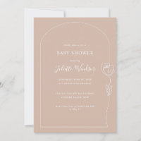 Invitación a Baby Shower del Rosa de dibujo de lín