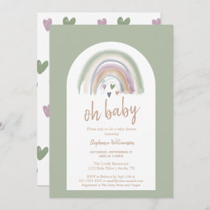 Invitación a Baby Shower del Sage Green Boho Arch