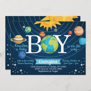 Invitación a Baby Shower del sistema solar espacia