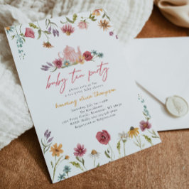 Invitación a Baby Shower del té de flores silvestr