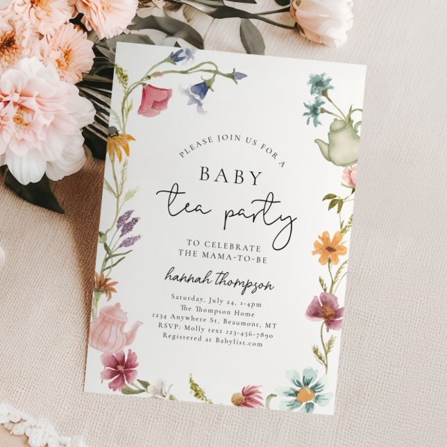 Invitación a Baby Shower del té de flores silvestr (Subido por el creador)