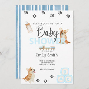 Invitación a Baby Shower del tema de Corgi