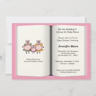 Invitación a Baby Shower del tema del libro (chica