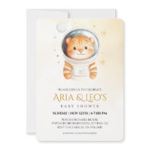 Invitación a Baby Shower del tigre espacial
