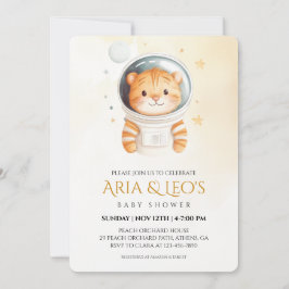 Invitación a Baby Shower del tigre espacial