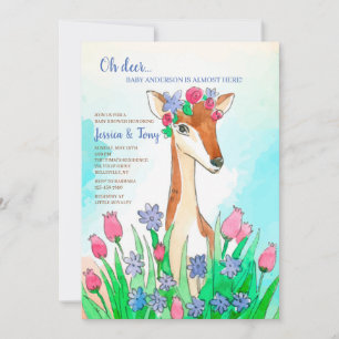 Invitación a Baby Shower del venado de primavera