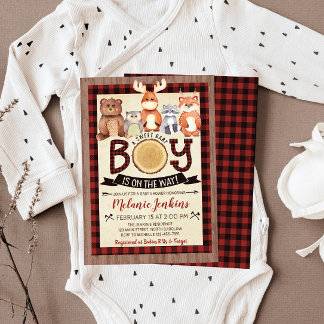 Invitación a Baby Shower del Woodland Lumberjack B