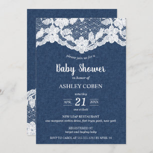 Invitación a Baby Shower Denim and Lace