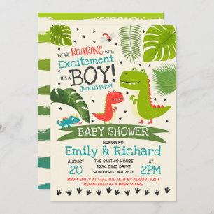 Invitación a Baby Shower Dinosaurios T-Rex Baby Sh