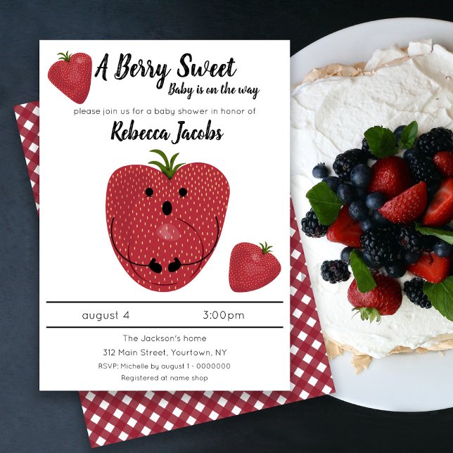 Invitación a Baby Shower dulce de berry (Subido por el creador)