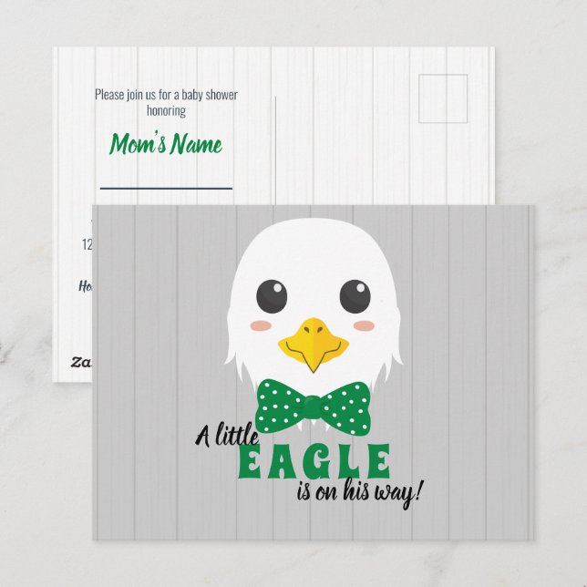 Invitación a Baby Shower Eagle Green de Baby Boy (Anverso / Reverso)