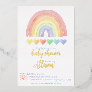 Invitación a Baby Shower en arco iris