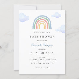 Invitación a Baby Shower en arco iris