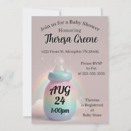 Invitación a Baby Shower en arco iris