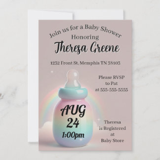 Invitación a Baby Shower en arco iris