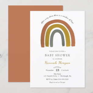 Invitación a Baby Shower en arco iris