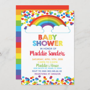 Invitación a Baby Shower en arco iris