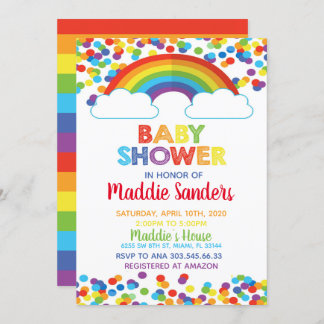Invitación a Baby Shower en arco iris