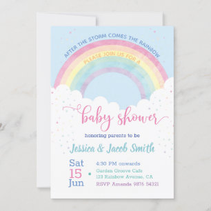 Invitación a Baby Shower en arco iris