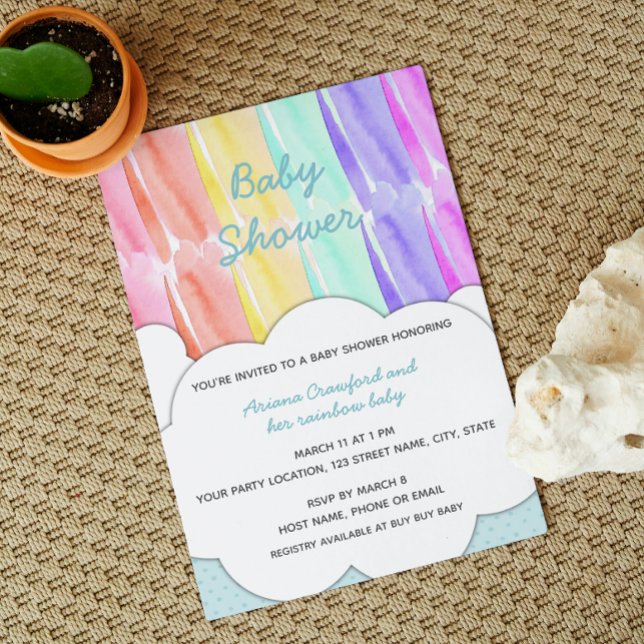 Invitación a Baby Shower en arco iris (Subido por el creador)