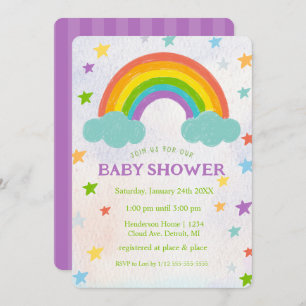 Invitación a Baby Shower en arco iris
