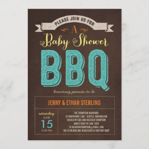 Invitación a Baby Shower en barbacoa - Azul