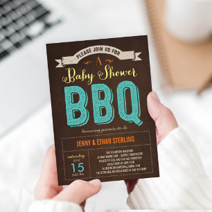 Invitación a Baby Shower en barbacoa - Azul