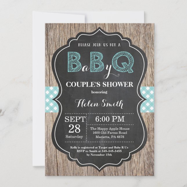 Invitación a Baby Shower en barbacoa Bebé Q Backya (Anverso)