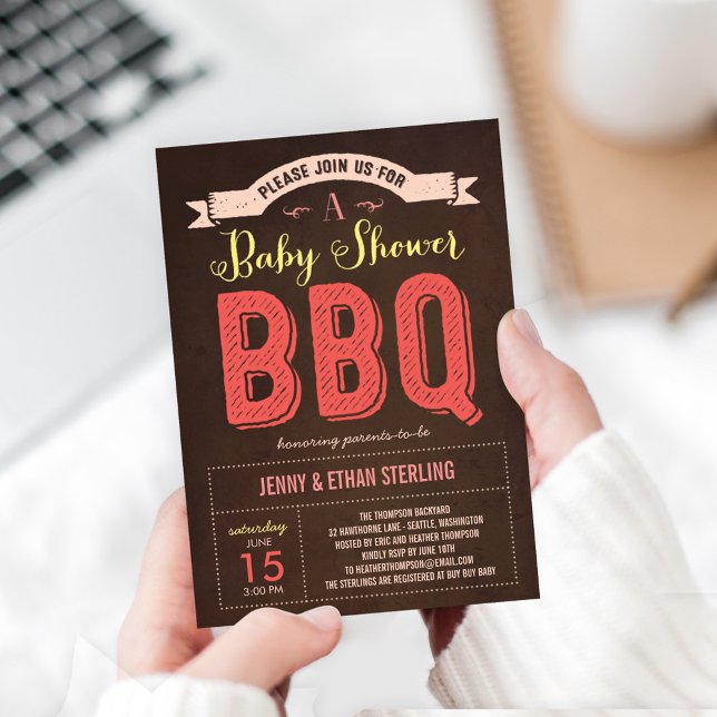 Invitación a Baby Shower en barbacoa - Rosa (Subido por el creador)