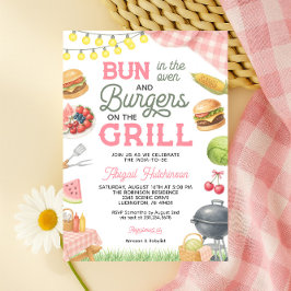 Invitación a Baby Shower en barbacoa rosa - Bun in