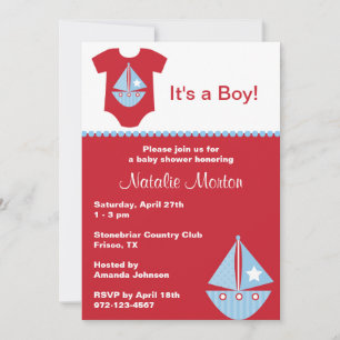 Invitación a Baby Shower en barco de vela
