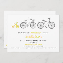 Invitación a Baby Shower en bicicleta amarilla