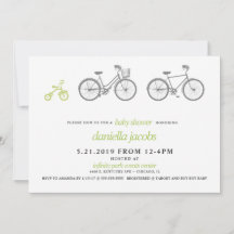 Invitación a Baby Shower en bicicleta verde