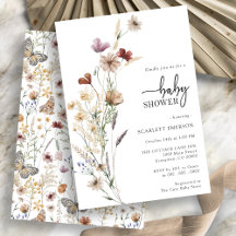Invitación a Baby Shower en blanco floral