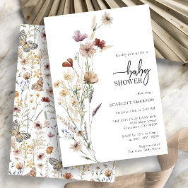 Invitación a Baby Shower en blanco floral