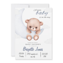 Invitación a Baby Shower en blanco y azul