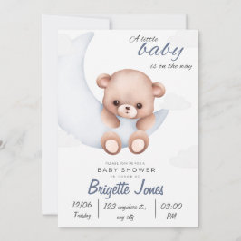 Invitación a Baby Shower en blanco y azul