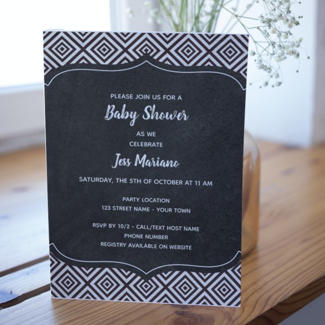Invitación a Baby Shower en blanco y negro (Subido por el creador)