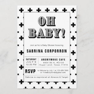 Invitación a Baby Shower en blanco y negro